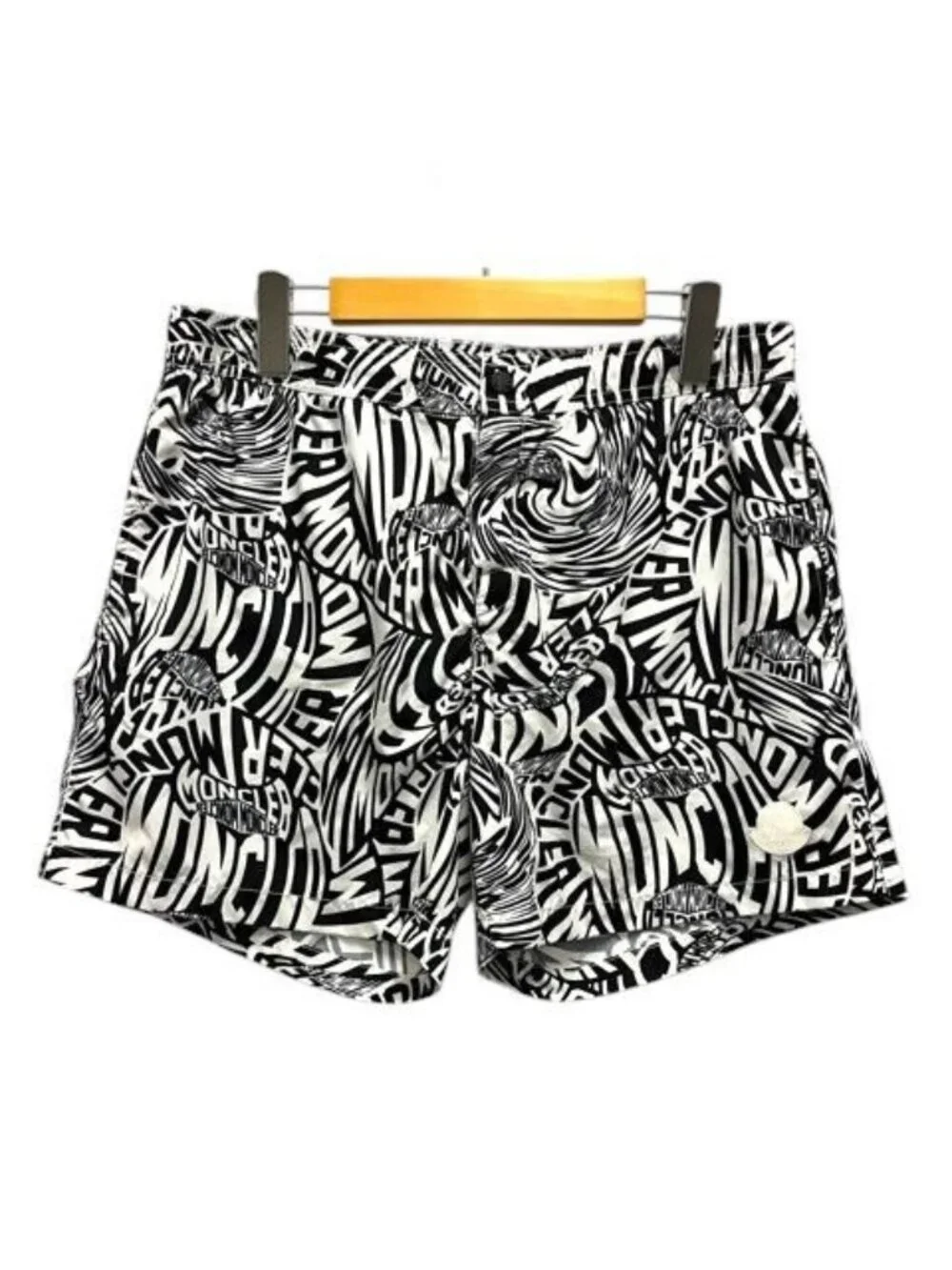 Moncler Shorts Nylon Logo All Over Pattern L White Black